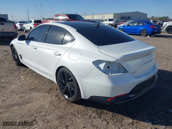 2023 Genesis G70 2.0T with VIN KMTG34TA1PU130245, listed as a IAAI auction lot 41198085 with 21,483 mi miles. Bid and sale history available at carsss.com. Image 3.