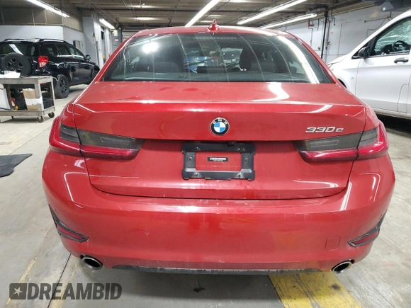 2021 BMW 3 Series 330e with VIN 3MW5P7J02M8C12528, listed as a Copart auction lot 49859615 with 0 mi miles and Salvage Title. Bid and sale history available at carsss.com. Image 6.
