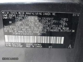 2014 Toyota RAV4 XLE with VIN 2T3RFREV1EW140141, listed as a IAAI auction lot 41612133 with 122,682 mi miles. Bid and sale history available at carsss.com. Image 9.
