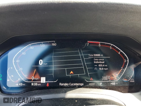 2020 BMW 3 Series 330i with VIN WBA5R1C01LFH42423, listed as a Copart auction lot 54194495 with 50,688 mi miles and Salvage Title. Bid and sale history available at carsss.com. Image 9.