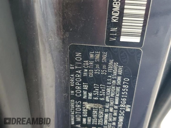 2016 Kia Sedona LX with VIN KNDMB5C18G6155870, listed as a Copart auction lot 55941575 with 157,577 mi miles and Clean Title. Bid and sale history available at DreamBid. Image 13.