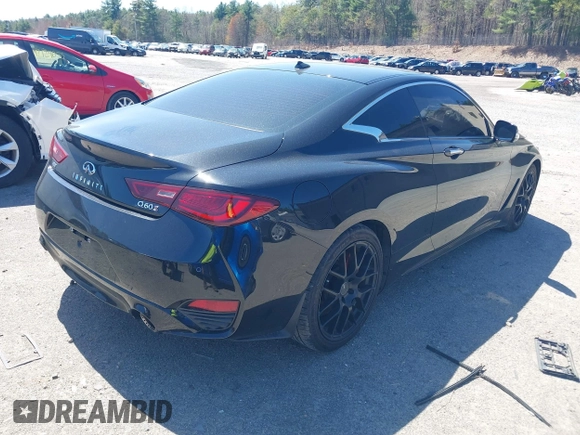2022 Infiniti Q60 Red Sport 400 with VIN JN1FV7LL5NM680815, listed as a IAAI auction lot 42114128 with 15,584 mi miles and . Bid and sale history available at DreamBid. Image 4.