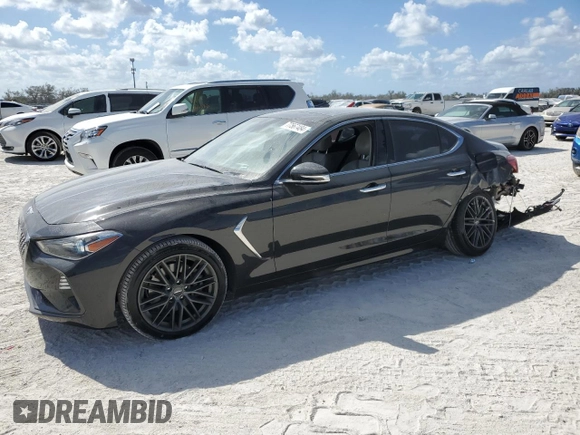 2019 Genesis G70 2.0T Advanced with VIN KMTG44LA9KU015043, listed as a Copart auction lot 77567484 with 80,635 mi miles and Salvage Title. Bid and sale history available at carsss.com. Image 1.