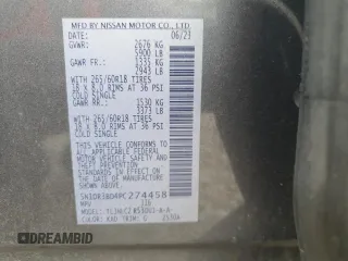 2023 Nissan Pathfinder SV z VIN 5N1DR3BD4PC274458, wystawiony jako Copart lot #56911285 z przebiegiem Nie podano mil oraz Szkoda całkowita • Salvage title. Historia ofert i sprzedaży dostępna na DreamBid. Obrazek 13.