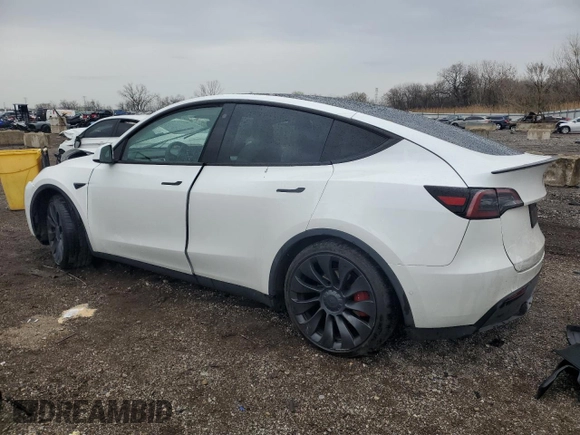 2022 Tesla Model Y Performance with VIN 7SAYGDEF1NF403693, listed as a Copart auction lot 53575845 with 34,302 mi miles and Salvage title. Bid and sale history available at DreamBid. Image 2.