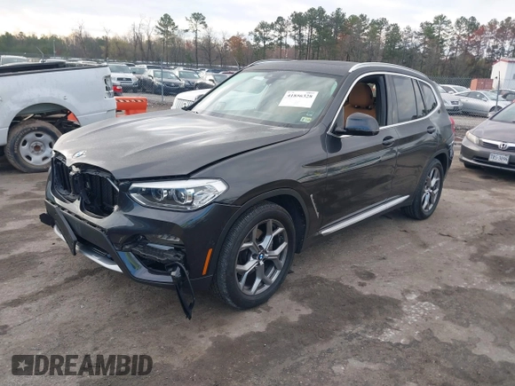 2021 BMW X3 xDrive30i with VIN 5UXTY5C03M9H92100, listed as a IAAI auction lot 41856328 with 19,460 mi miles and . Bid and sale history available at DreamBid. Image 2.