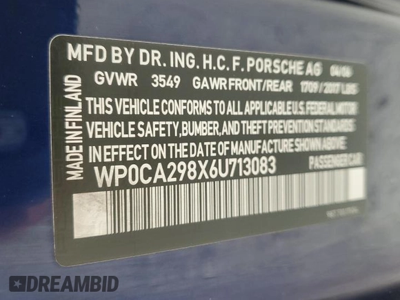 2006 Porsche Boxster with VIN WP0CA298X6U713083, listed as a Copart auction lot 74938474 with Not provided miles and Non repairable. Bid and sale history available at DreamBid. Image 13.