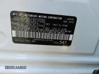 2020 Mitsubishi Outlander SE with VIN JA4AD3A33LZ021602, listed as a Copart auction lot 51567945 with 85,417 mi miles and Non repairable. Bid and sale history available at DreamBid. Image 9.