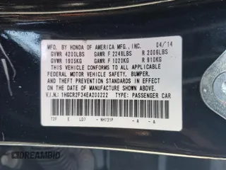 2014 Honda Accord Sedan LX with VIN 1HGCR2F34EA200222, listed as a Copart auction lot 87826485 with Not Provided miles and Salvage Title. Bid and sale history available at carsss.com. Image 12.