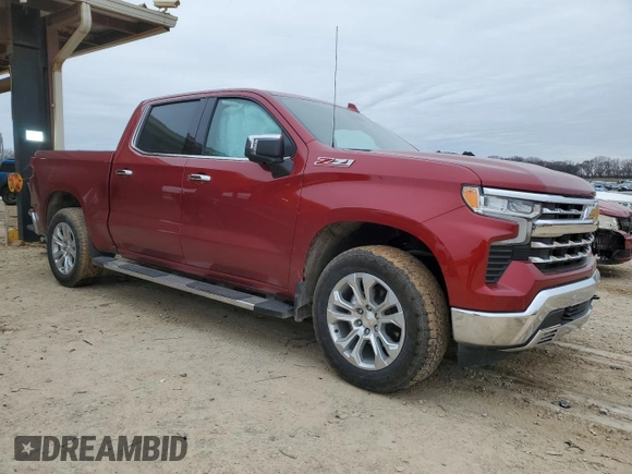 2024 Chevrolet Silverado 1500 LTZ with VIN 1GCUDGED0RZ248641, listed as a Copart auction lot 46076975 with 25,459 mi miles and Salvage Title. Bid and sale history available at DreamBid. Image 4.