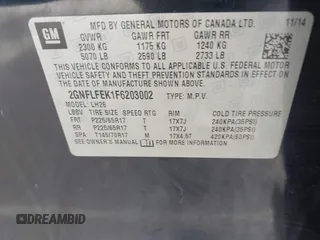 2015 Chevrolet Equinox LT z VIN 2GNFLFEK1F6203002, wystawiony jako IAAI lot #42282095 z przebiegiem 185 222 mil mil oraz . Historia ofert i sprzedaży dostępna na DreamBid. Obrazek 9.