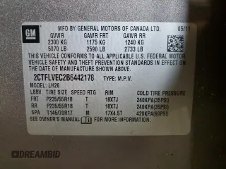2011 GMC Terrain SLT-1 with VIN 2CTFLVEC2B6442178, listed as a Copart auction lot 52336655 with 186,046 mi miles and Clean Title. Bid and sale history available at carsss.com. Image 13.