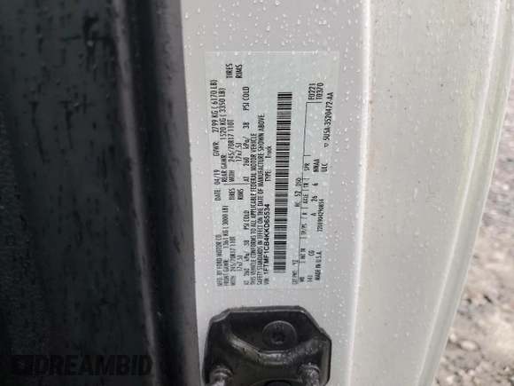 2019 Ford F-150 XL z VIN 1FTMF1CB4KKD65534, wystawiony jako Copart lot #45853215 z przebiegiem 95 872 mil mil oraz Czysty tytuł • Clean title. Historia ofert i sprzedaży dostępna na DreamBid. Obrazek 12.
