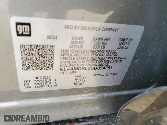 2025 Buick Encore GX Sport Touring with VIN KL4AMDSL9SB054261, listed as a Copart auction lot 55137615 with 8,929 mi miles and Clean title. Bid and sale history available at DreamBid. Image 12.