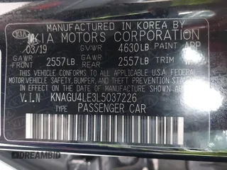 2020 Kia Optima Hybrid EX with VIN KNAGU4LE3L5037226, listed as a IAAI auction lot 40846019 with 56,378 mi miles. Bid and sale history available at carsss.com. Image 9.