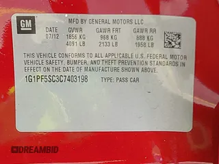 2012 Chevrolet Cruze 1LT with VIN 1G1PF5SC3C7403198, listed as a IAAI auction lot 42167856 with 103,245 mi miles and . Bid and sale history available at DreamBid. Image 9.