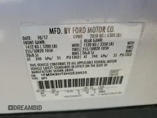 2017 Ford Explorer Platinum с VIN 1FM5K8HT6HGE20535, выставлен на аукционе Copart как лот 56031005 с пробегом 157 659 миль миль и Чистый • Clean title. История ставок и продаж доступна на DreamBid. Изображение 13.
