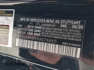 2024 Mercedes-Benz E 350 with VIN W1KLF4HB1RA076865, listed as a IAAI auction lot 41946948 with 1,554 mi miles and . Bid and sale history available at DreamBid. Image 9.
