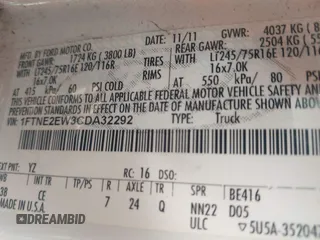 2012 Ford Econoline Cargo Recreational with VIN 1FTNE2EW3CDA32292, listed as a IAAI auction lot 42061375 with 191,460 mi miles and . Bid and sale history available at DreamBid. Image 9.