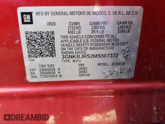 2021 Chevrolet Blazer LT z VIN 3GNKBJRS2MS507372, wystawiony jako Copart lot #45866645 z przebiegiem 62 212 mil mil oraz Szkoda całkowita • Salvage title. Historia ofert i sprzedaży dostępna na DreamBid. Obrazek 13.