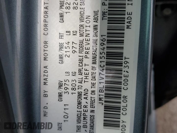 2012 Mazda 3 i Touring z VIN JM1BL1V74C1554961, wystawiony jako Copart lot #55955615 z przebiegiem 146 764 mil mil oraz Szkoda całkowita • Salvage title. Historia ofert i sprzedaży dostępna na DreamBid. Obrazek 12.