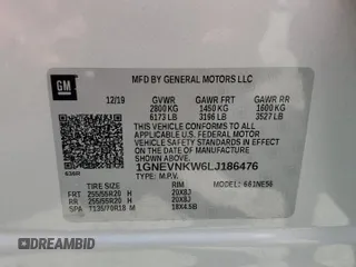 2020 Chevrolet Traverse High Country with VIN 1GNEVNKW6LJ186476, listed as a Copart auction lot 52588905 with 43,179 mi miles and Salvage Title. Bid and sale history available at carsss.com. Image 14.