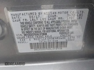 2017 Nissan Note SV with VIN 3N1CE2CPXHL373938, listed as a IAAI auction lot 41911891 with 36,894 mi miles and . Bid and sale history available at DreamBid. Image 9.