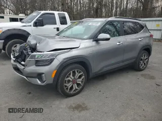 2021 Kia Seltos SX with VIN KNDETCA29M7188710, listed as a Copart auction lot 50831985 with 46,881 mi miles and Salvage Title. Bid and sale history available at carsss.com. Image 1.