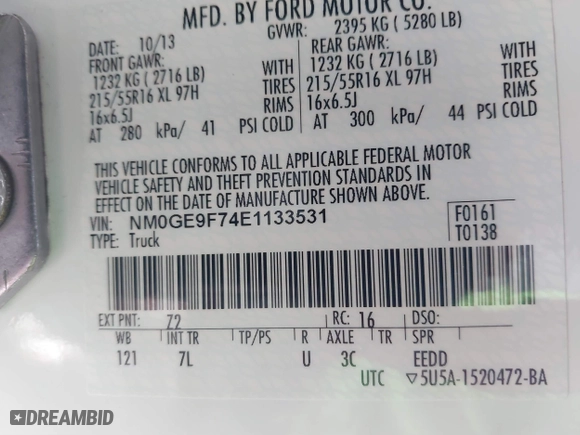 2014 Ford Transit Connect Wagon XLT with VIN NM0GE9F74E1133531, listed as a IAAI auction lot 41744477 with 73,653 mi miles. Bid and sale history available at carsss.com. Image 9.