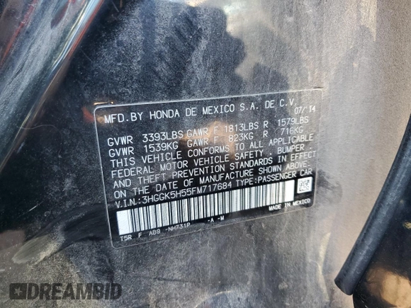 2015 Honda Fit LX with VIN 3HGGK5H55FM717684, listed as a Copart auction lot 61550505 with 146,646 mi miles and Salvage title. Bid and sale history available at DreamBid. Image 12.
