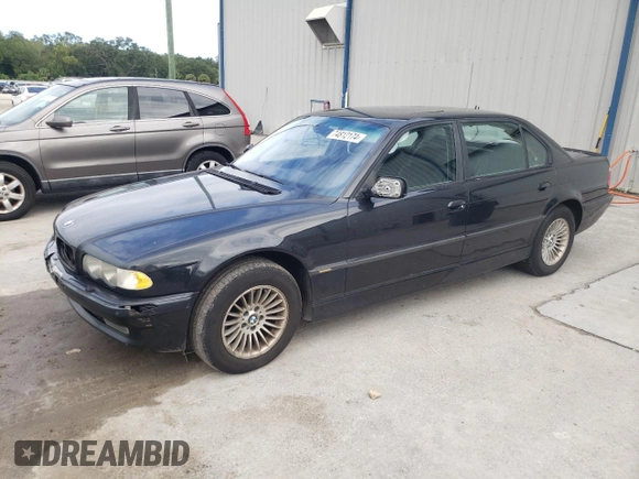 2001 BMW 7 Series 740iL with VIN WBAGH83471DP26417, listed as a Copart auction lot 74812174 with 281,722 mi miles and Non Repairable. Bid and sale history available at carsss.com. Image 1.