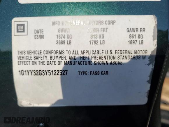 2000 Chevrolet Corvette with VIN 1G1YY32G3Y5122527, listed as a Copart auction lot 77346934 with 72,133 mi miles and Salvage Title. Bid and sale history available at carsss.com. Image 13.