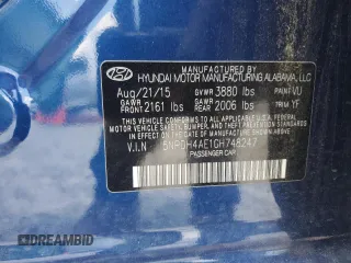 2016 Hyundai Elantra SE with VIN 5NPDH4AE1GH748247, listed as a Copart auction lot 62893425 with 90,898 mi miles and Salvage title. Bid and sale history available at DreamBid. Image 12.