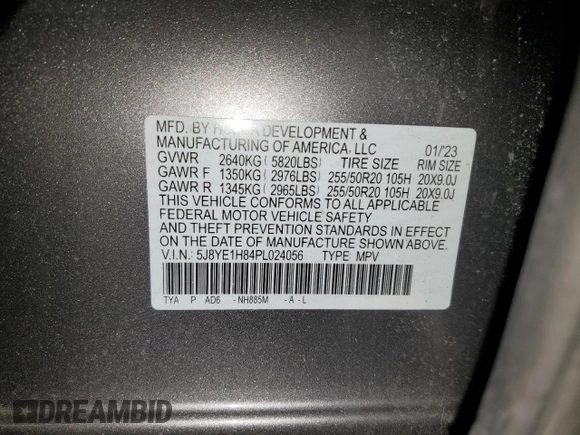 2023 Acura MDX Advance с VIN 5J8YE1H84PL024056, выставлен на аукционе Copart как лот 56536215 с пробегом 19 561 миль миль и Списание • Salvage title. История ставок и продаж доступна на DreamBid. Изображение 13.