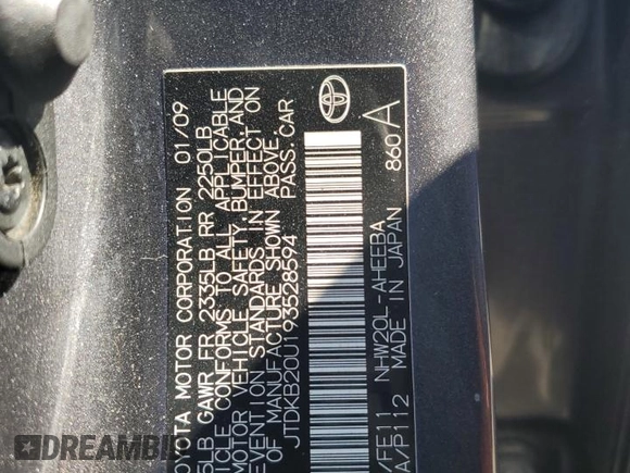2009 Toyota Prius with VIN JTDKB20U193528594, listed as a Copart auction lot 50306015 with 106,346 mi miles and Salvage Title. Bid and sale history available at DreamBid. Image 14.