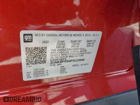 2023 Chevrolet Blazer Premier z VIN 3GNKBFRS4PS119996, wystawiony jako Copart lot #70096664 z przebiegiem 19 179 mil mil oraz Szkoda całkowita • Salvage title. Historia ofert i sprzedaży dostępna na DreamBid. Obrazek 13.