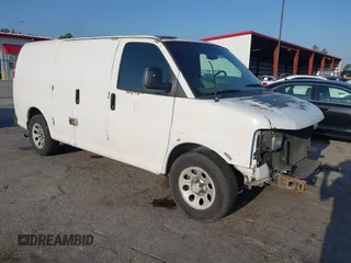 2011 Chevrolet Express Cargo Van with VIN 1GCSGAFX3B1181283, listed as a IAAI auction lot 42081428 with 150,441 mi miles. Bid and sale history available at carsss.com. Image 1.