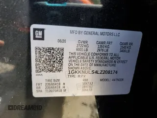 2020 GMC Acadia SLT with VIN 1GKKNULS4LZ208174, listed as a Copart auction lot 51036115 with 77,148 mi miles and Non Repairable. Bid and sale history available at DreamBid. Image 14.