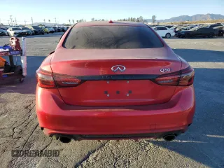 2021 Infiniti Q50 Red Sport 400 with VIN JN1FV7DP4MM850257, listed as a Copart auction lot 42459615 with 46,003 mi miles and Salvage Title. Bid and sale history available at DreamBid. Image 6.