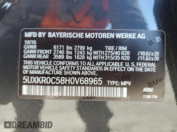 2017 BMW X5 xDrive35i z VIN 5UXKR0C58H0V68965, wystawiony jako Copart lot #45526395 z przebiegiem 91 829 mil mil oraz Szkoda całkowita • Salvage title. Historia ofert i sprzedaży dostępna na DreamBid. Obrazek 16.