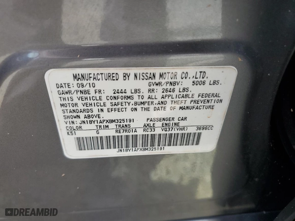2011 Infiniti M37 with VIN JN1BY1APXBM325191, listed as a Copart auction lot 74209614 with 136,662 mi miles and Salvage Title. Bid and sale history available at carsss.com. Image 14.
