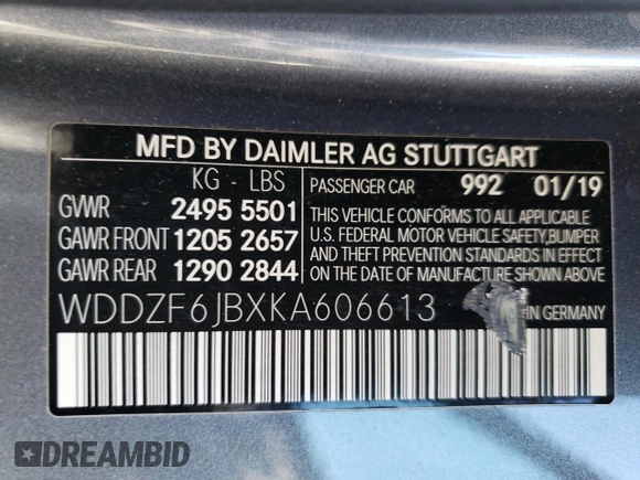 2019 Mercedes-Benz E 450 with VIN WDDZF6JBXKA606613, listed as a Copart auction lot 87020534 with 13,858 mi miles and Salvage Title. Bid and sale history available at DreamBid. Image 14.