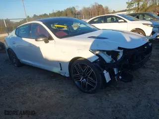 2022 Kia Stinger GT1 with VIN KNAE45LC6N6100392, listed as a IAAI auction lot 41253811 with 48,439 mi miles. Bid and sale history available at carsss.com. Image 1.