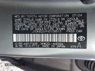 2004 Toyota Prius with VIN JTDKB20U940108513, listed as a IAAI auction lot 41933707 with 216,364 mi miles. Bid and sale history available at carsss.com. Image 9.