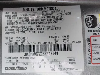 2008 Mercury Milan with VIN 3MEHM07Z28R647148, listed as a IAAI auction lot 42185156 with 102,521 mi miles and . Bid and sale history available at DreamBid. Image 9.