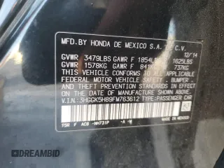 2015 Honda Fit EX-L with VIN 3HGGK5H89FM763612, listed as a Copart auction lot 48944715 with 116,967 mi miles and Salvage Title. Bid and sale history available at carsss.com. Image 14.