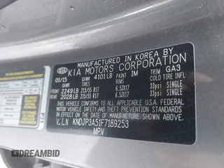 2015 Kia Soul + with VIN KNDJP3A51F7189253, listed as a IAAI auction lot 41773480 with 1 mi miles. Bid and sale history available at carsss.com. Image 9.