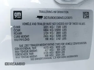 2022 GMC Sierra 1500 Limited SLT with VIN 3GTU9DED8NG120870, listed as a IAAI auction lot 41680299 with 20,467 mi miles. Bid and sale history available at carsss.com. Image 9.
