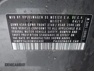 2012 Volkswagen Jetta S с VIN 3VWPP7AJ9CM694468, выставлен на аукционе IAAI как лот 42284887 с пробегом 171 260 миль миль и . История ставок и продаж доступна на DreamBid. Изображение 9.
