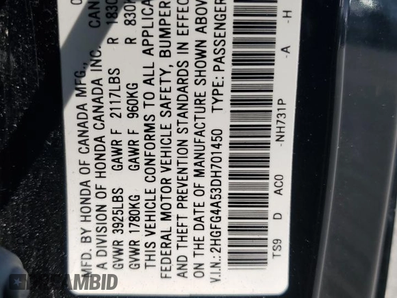 2013 Honda Civic Si z VIN 2HGFG4A53DH701450, wystawiony jako Copart lot #64694785 z przebiegiem 207 545 mil mil oraz Szkoda całkowita • Salvage title. Historia ofert i sprzedaży dostępna na DreamBid. Obrazek 12.